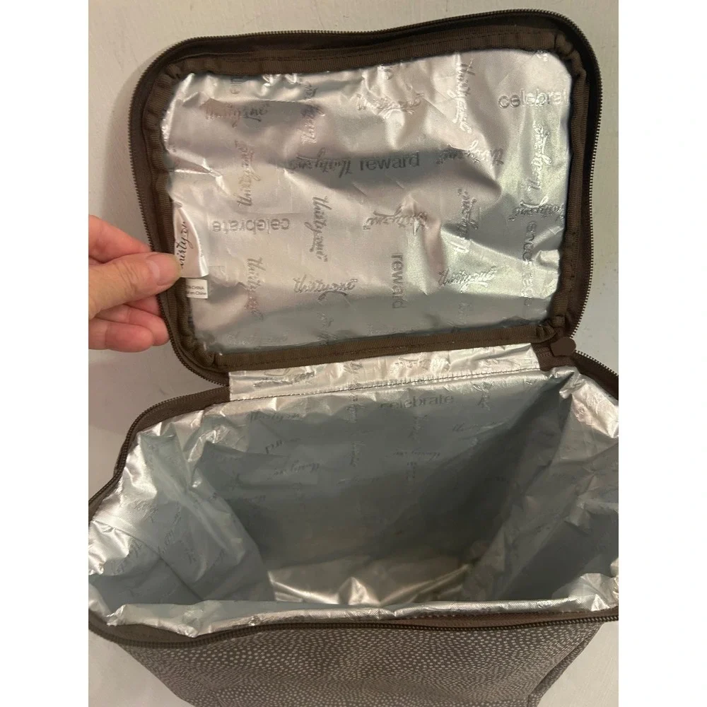 Thirty-One Insulated Thermal Lunch Bag Large Taupe Dot Polka Dot Women